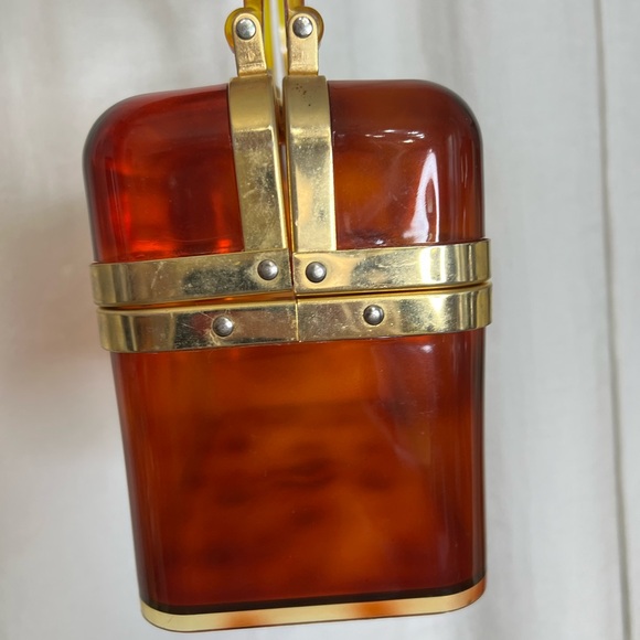 Tortoise Shell Lucite Purse Made in France 70s - Picture 3 of 7